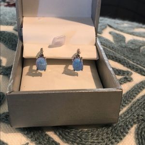 Beautiful aqua stone sterling silver earrings